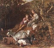 Landscape with Shepherdess Shepherd Playing Flute (detail) ad POTTER, Paulus
